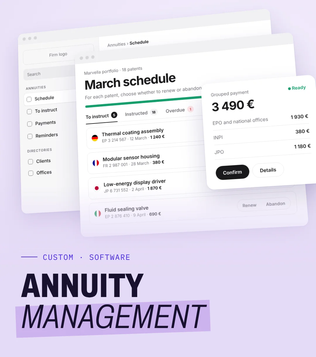 Visual of the annuity management app