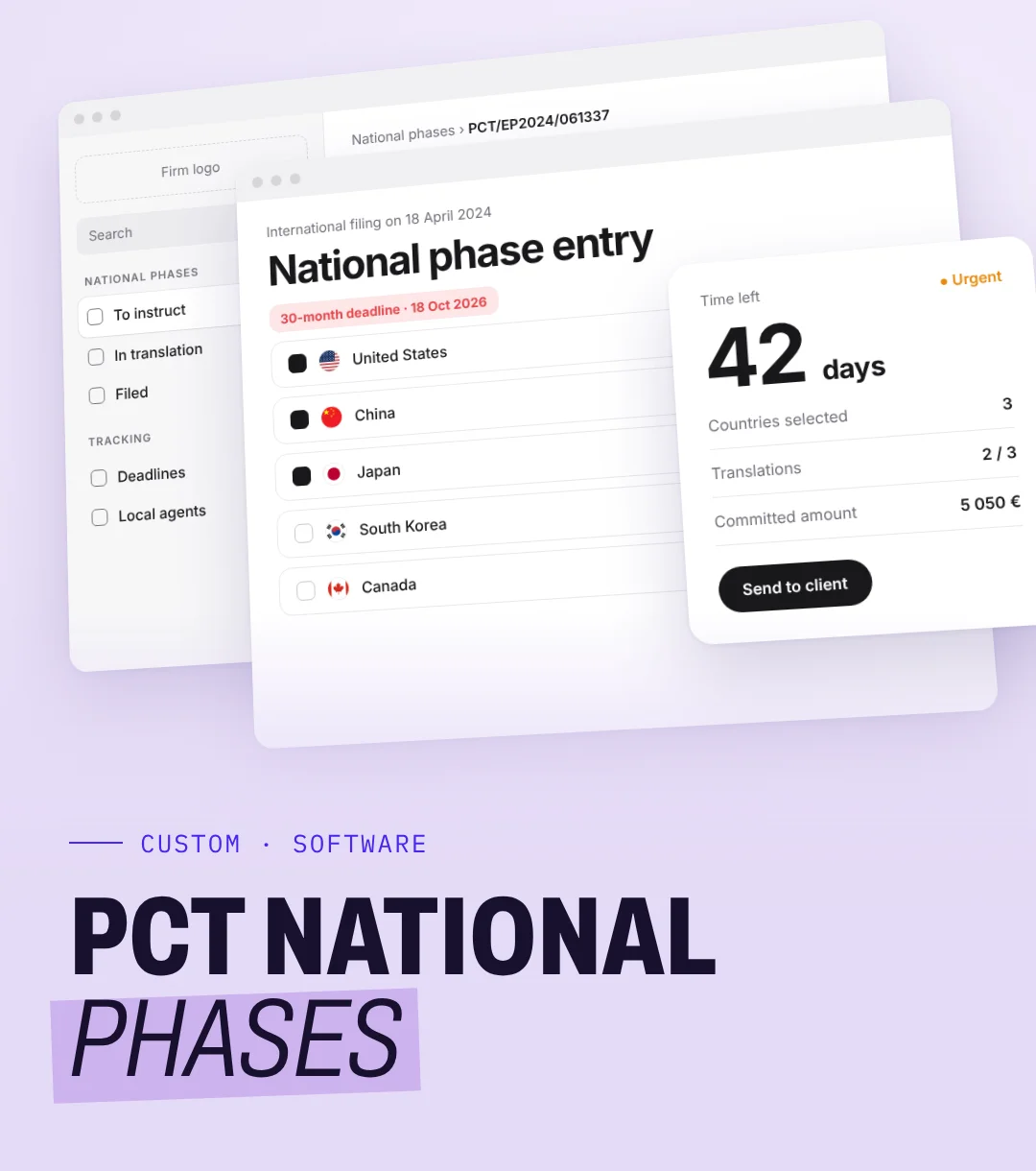 Visual of the PCT national phase app