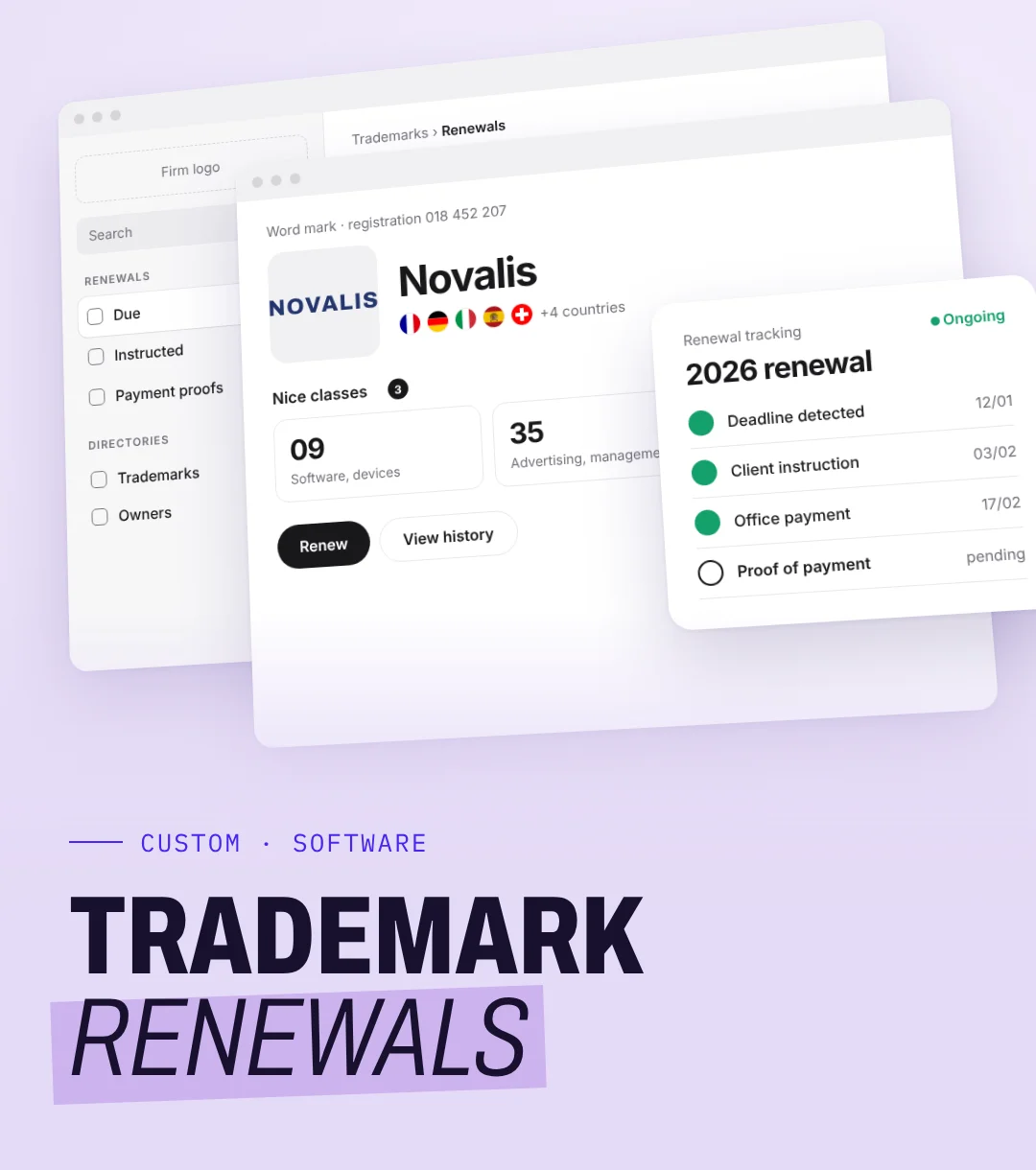 Visual of the trademark renewal app