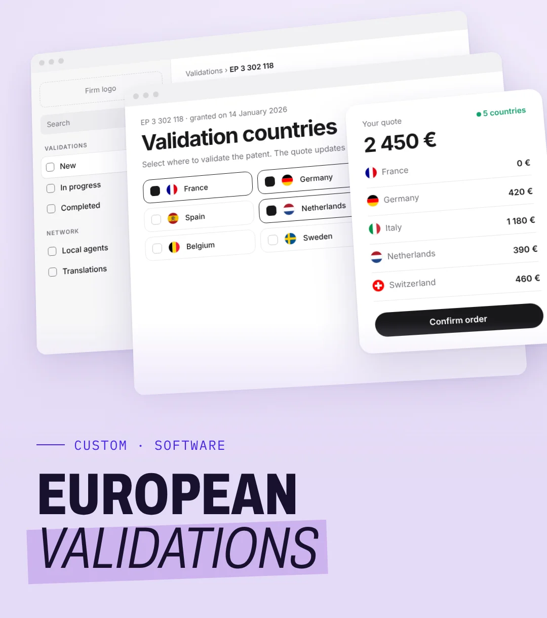 Visual of the European validation app