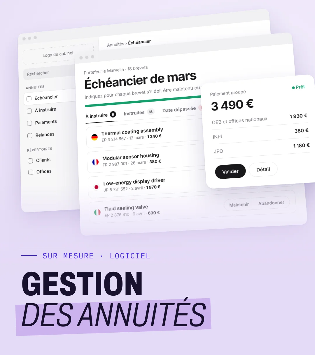 Visuel de l’application de gestion des annuités