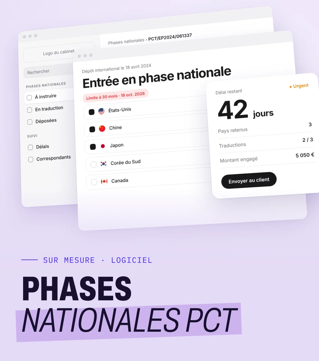 Visuel de l’application de phases nationales PCT